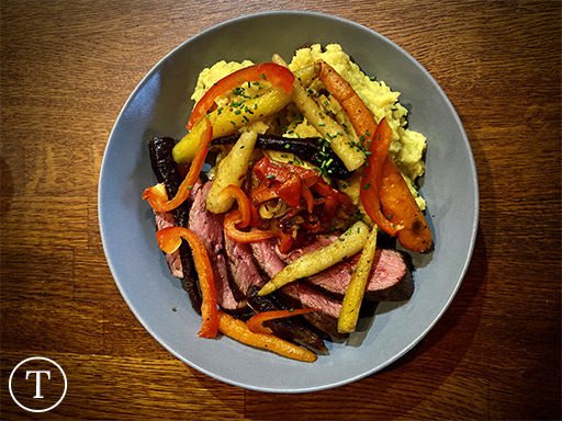 Magret de canard, purée, et ses legumes printaniers